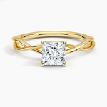 Alya Twist Solitaire Ring Yellow Gold 18k Princess Engagement Ring