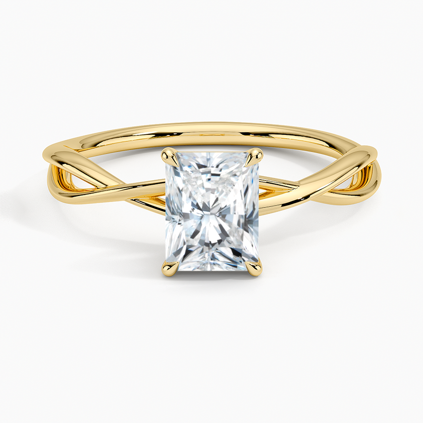 Alya Twist Solitaire Ring Yellow Gold 18k Radiant Engagement Ring