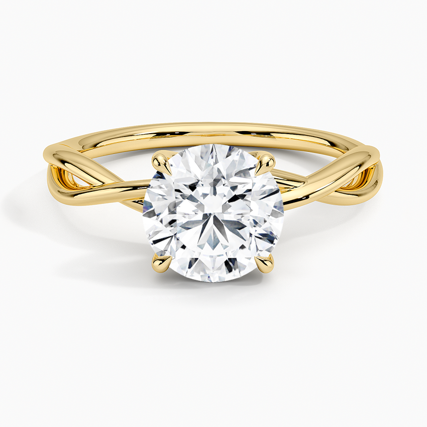 Alya Twist Solitaire Ring Yellow Gold 18k Round Engagement Ring