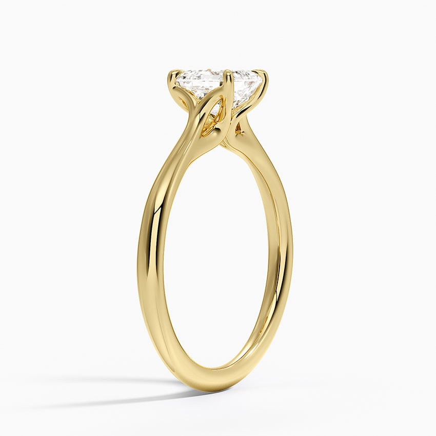 Freesia Cathedral Solitaire Ring Yellow Gold 18k Asscher Engagement Ring