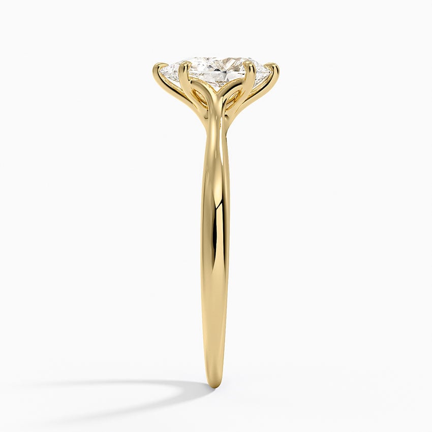Freesia Cathedral Solitaire Ring Yellow Gold 18k Pear Engagement Ring