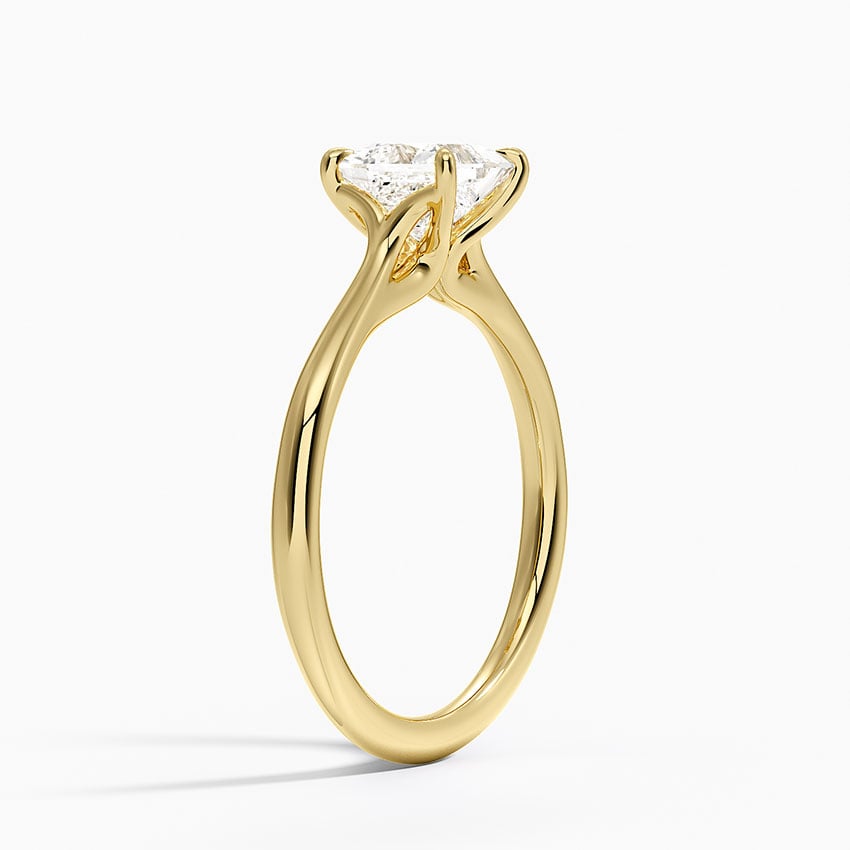 Freesia Cathedral Solitaire Ring Yellow Gold 18k Princess Engagement Ring