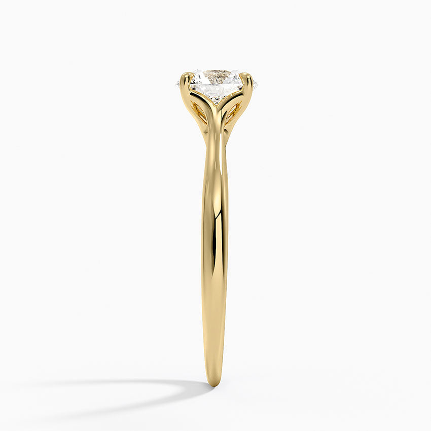 Freesia Cathedral Solitaire Ring Yellow Gold 18k Round Engagement Ring
