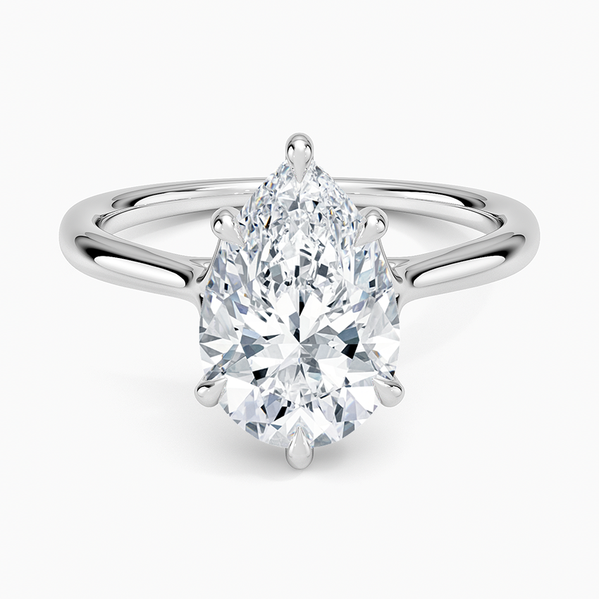 Freesia Cathedral Solitaire Ring Platinum Pear Engagement Ring