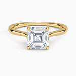 Freesia Cathedral Solitaire Ring Yellow Gold 18k Asscher Engagement Ring