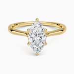 Freesia Cathedral Solitaire Ring Yellow Gold 18k Marquise Engagement Ring