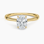 Freesia Cathedral Solitaire Ring Yellow Gold 18k Oval Engagement Ring