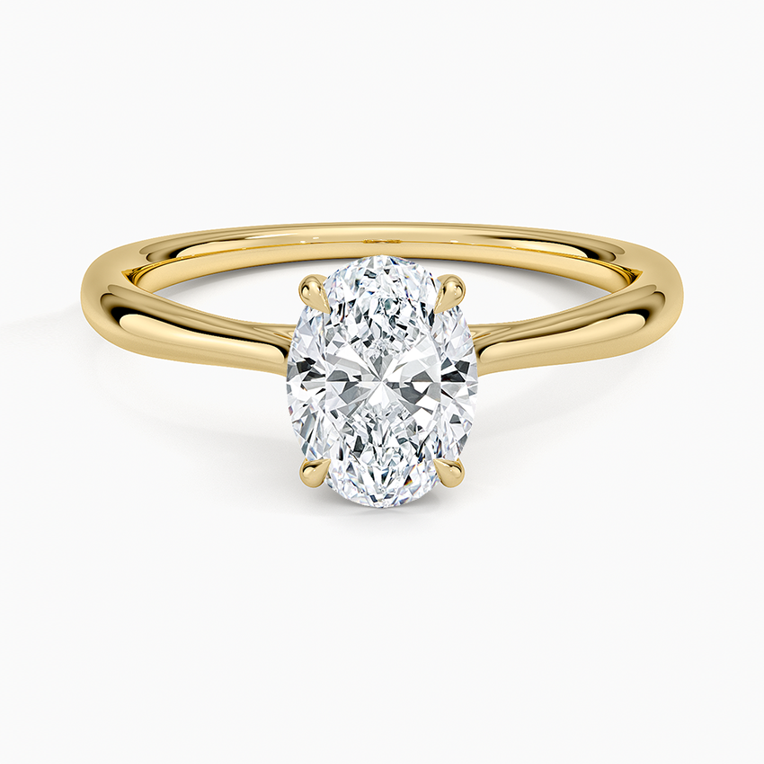Freesia Cathedral Solitaire Ring Yellow Gold 18k Oval Engagement Ring