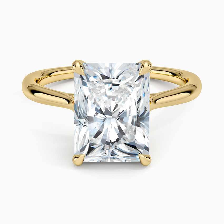 Freesia Cathedral Solitaire Ring Yellow Gold 18k Radiant Engagement Ring