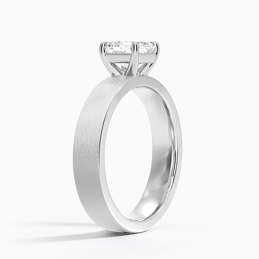 Peyton 4mm Satin Finish Solitaire Ring Platinum Asscher Engagement Ring