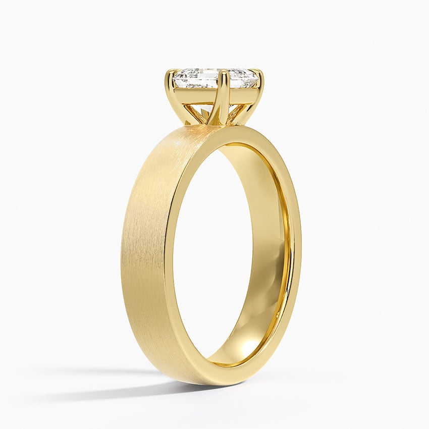 Peyton 4mm Satin Finish Solitaire Ring Yellow Gold 18k Asscher Engagement Ring