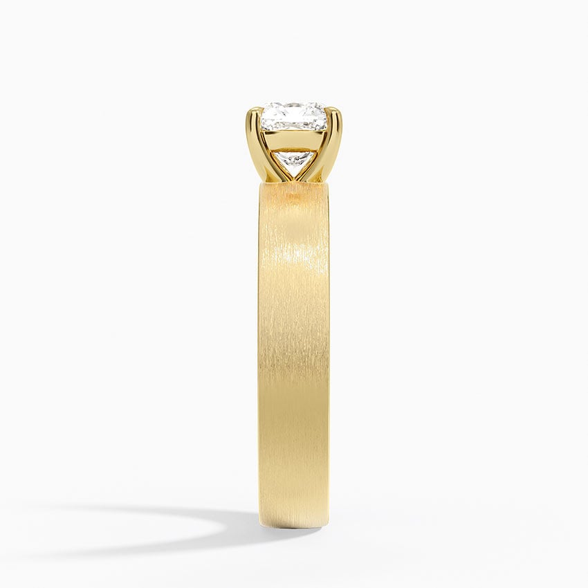 Peyton 4mm Satin Finish Solitaire Ring Yellow Gold 18k Cushion Engagement Ring