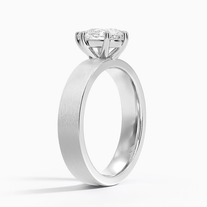 Peyton 4mm Satin Finish Solitaire Ring Platinum Pear Engagement Ring