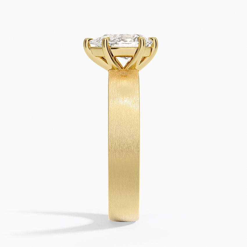 Peyton 4mm Satin Finish Solitaire Ring Yellow Gold 18k Pear Engagement Ring