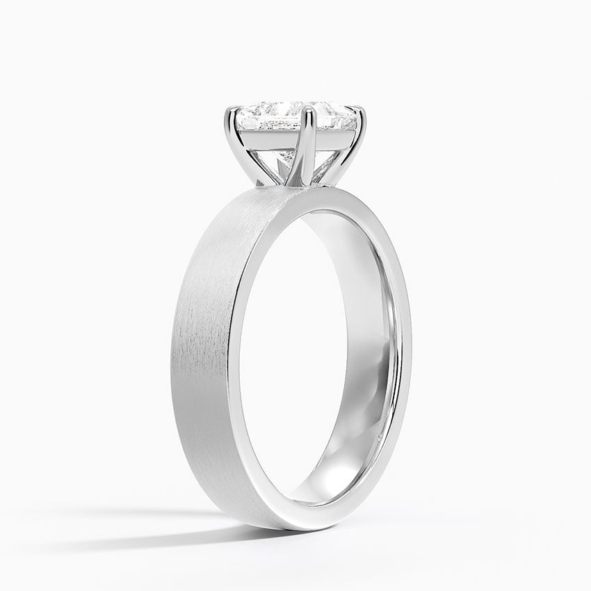 Peyton 4mm Satin Finish Solitaire Ring Platinum Princess Engagement Ring