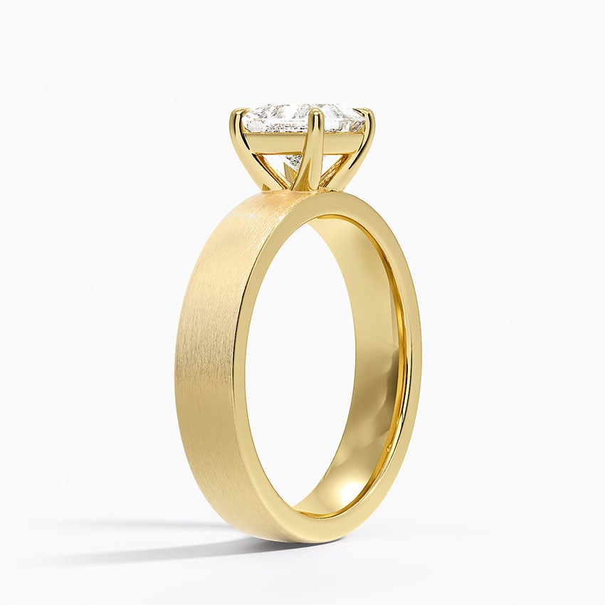 Peyton 4mm Satin Finish Solitaire Ring Yellow Gold 18k Princess Engagement Ring