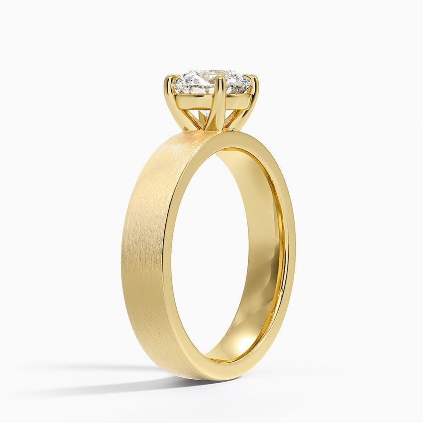 Peyton 4mm Satin Finish Solitaire Ring Yellow Gold 18k Round Engagement Ring