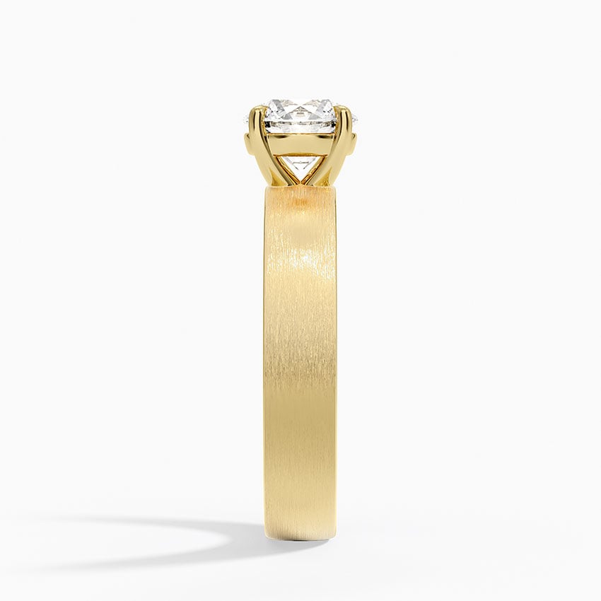 Peyton 4mm Satin Finish Solitaire Ring Yellow Gold 18k Round Engagement Ring