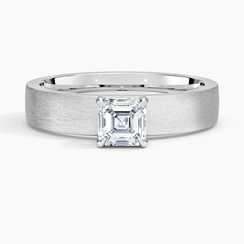 Peyton 4mm Satin Finish Solitaire Ring Platinum Asscher Engagement Ring