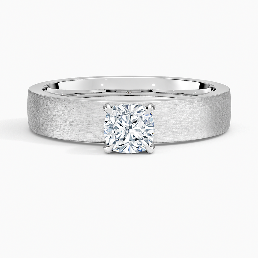 Peyton 4mm Satin Finish Solitaire Ring Platinum Cushion Engagement Ring