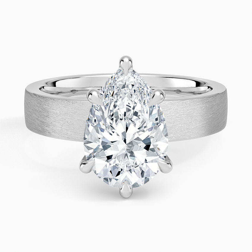 Peyton 4mm Satin Finish Solitaire Ring Platinum Pear Engagement Ring