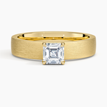 Peyton 4mm Satin Finish Solitaire Ring Yellow Gold 18k Asscher Engagement Ring