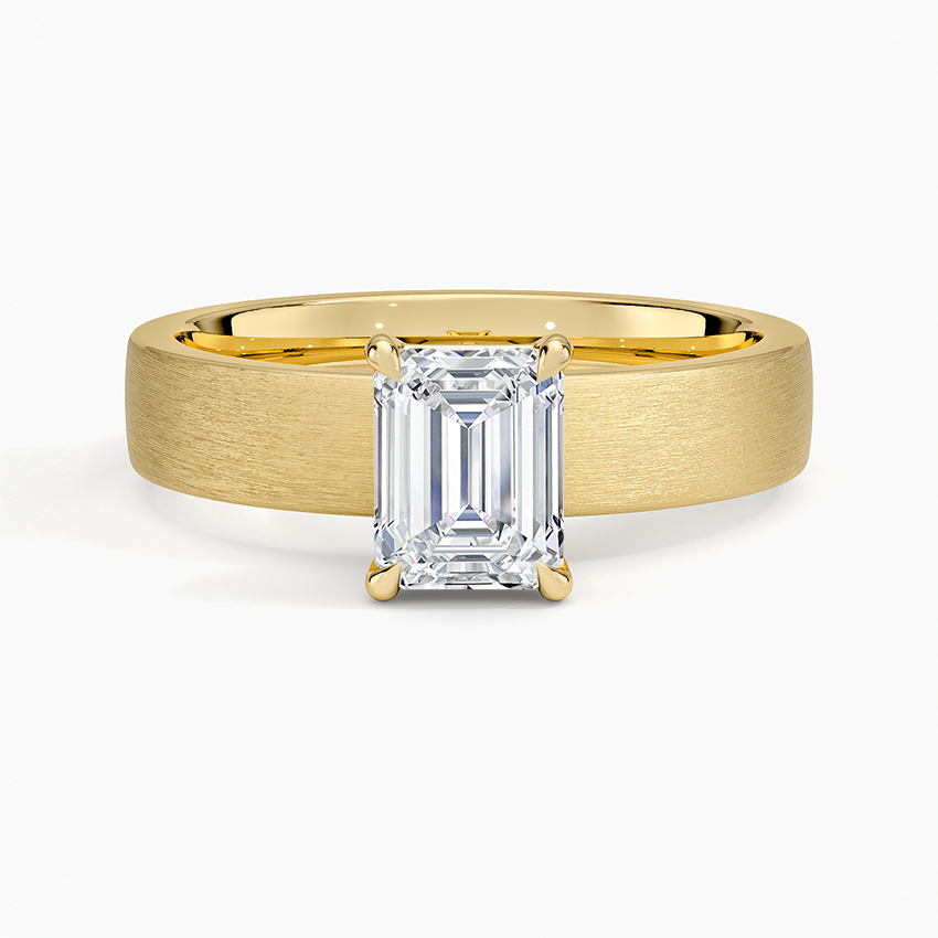 Peyton 4mm Satin Finish Solitaire Ring Yellow Gold 18k Emerald Engagement Ring