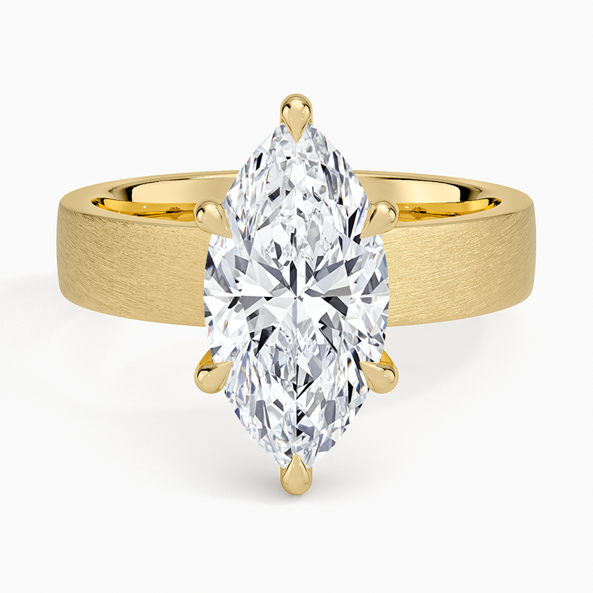 Peyton 4mm Satin Finish Solitaire Ring Yellow Gold 18k Marquise Engagement Ring