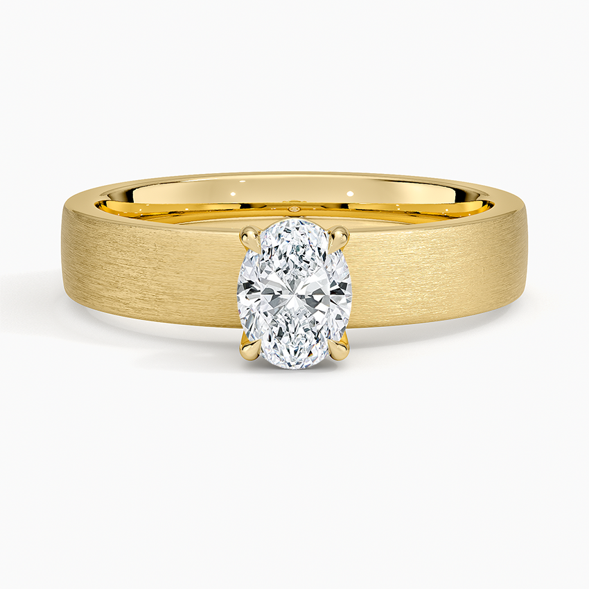 Peyton 4mm Satin Finish Solitaire Ring Yellow Gold 18k Oval Engagement Ring