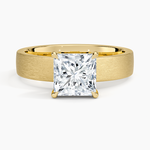 Peyton 4mm Satin Finish Solitaire Ring Yellow Gold 18k Princess Engagement Ring