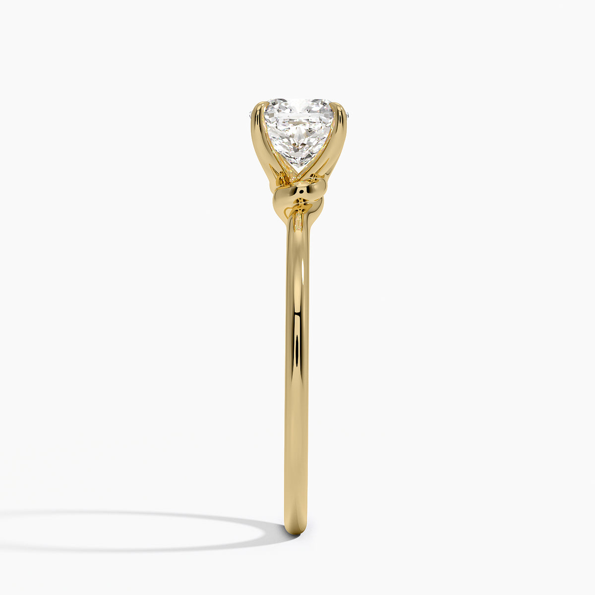Entwined Solitaire Ring Yellow Gold 18k Cushion Engagement Ring