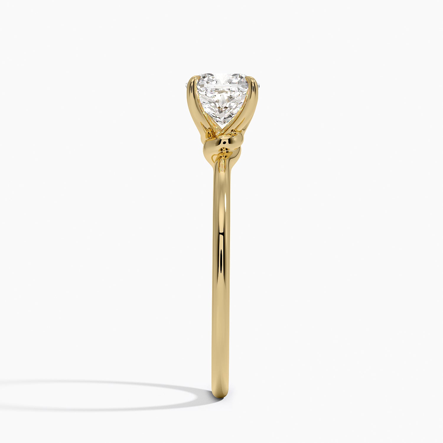 Entwined Solitaire Ring Yellow Gold 18k Cushion Engagement Ring
