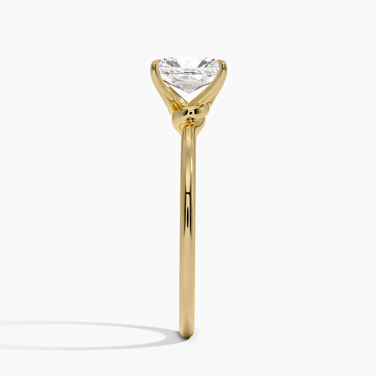 Entwined Solitaire Ring Yellow Gold 18k Radiant Engagement Ring