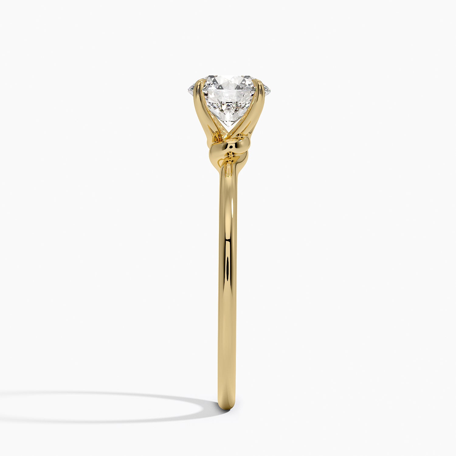 Entwined Solitaire Ring Yellow Gold 18k Round Engagement Ring