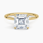 Entwined Solitaire Ring Yellow Gold 18k Asscher Engagement Ring