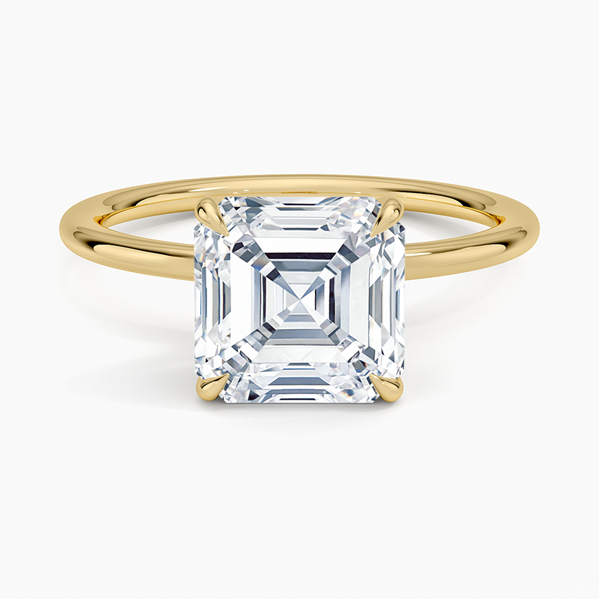 Entwined Solitaire Ring Yellow Gold 18k Asscher Engagement Ring