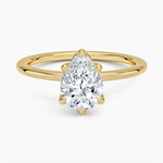 1.5mm Petite Elodie Perfect Fit Solitaire Ring Yellow Gold 18k Pear Engagement Ring