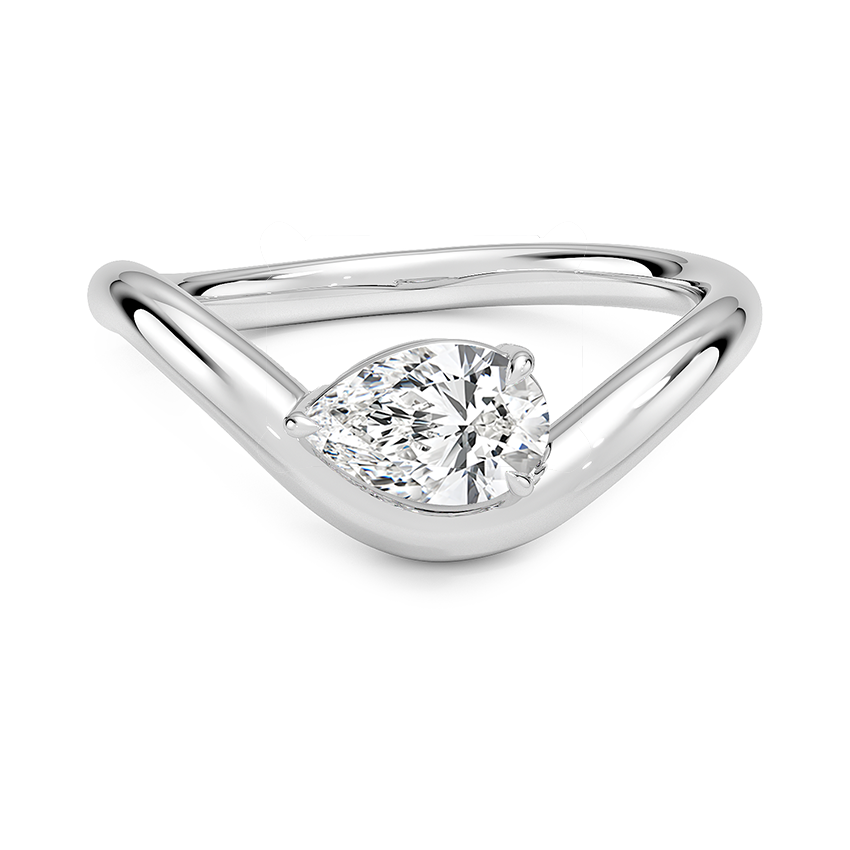 Silhouette Solitaire Engagement Ring 18K White Gold PE