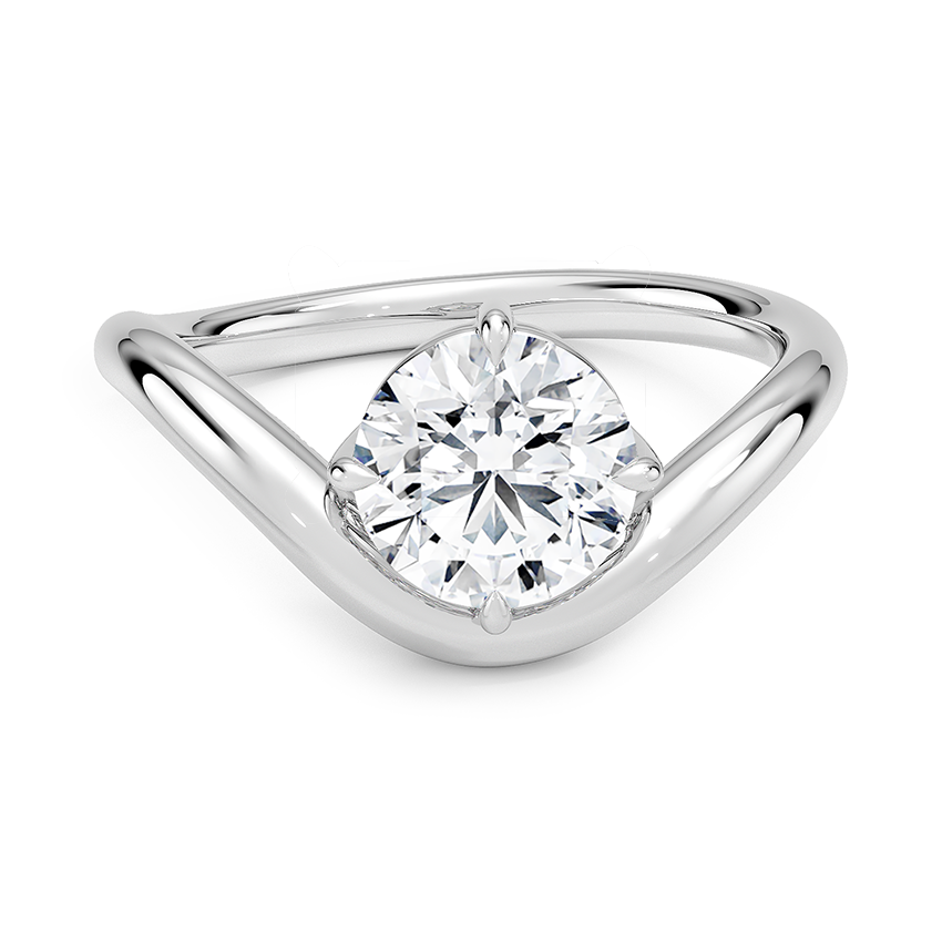 Silhouette Solitaire Engagement Ring 18K White Gold RD