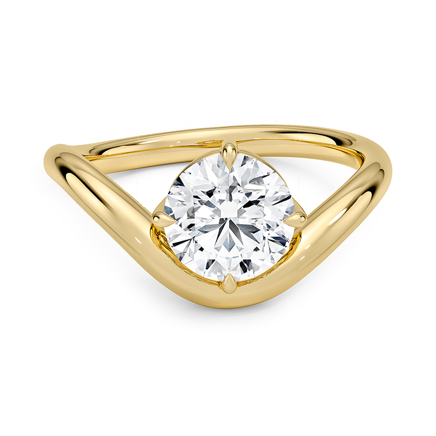 Silhouette Solitaire Engagement Ring 18K Yellow Gold RD