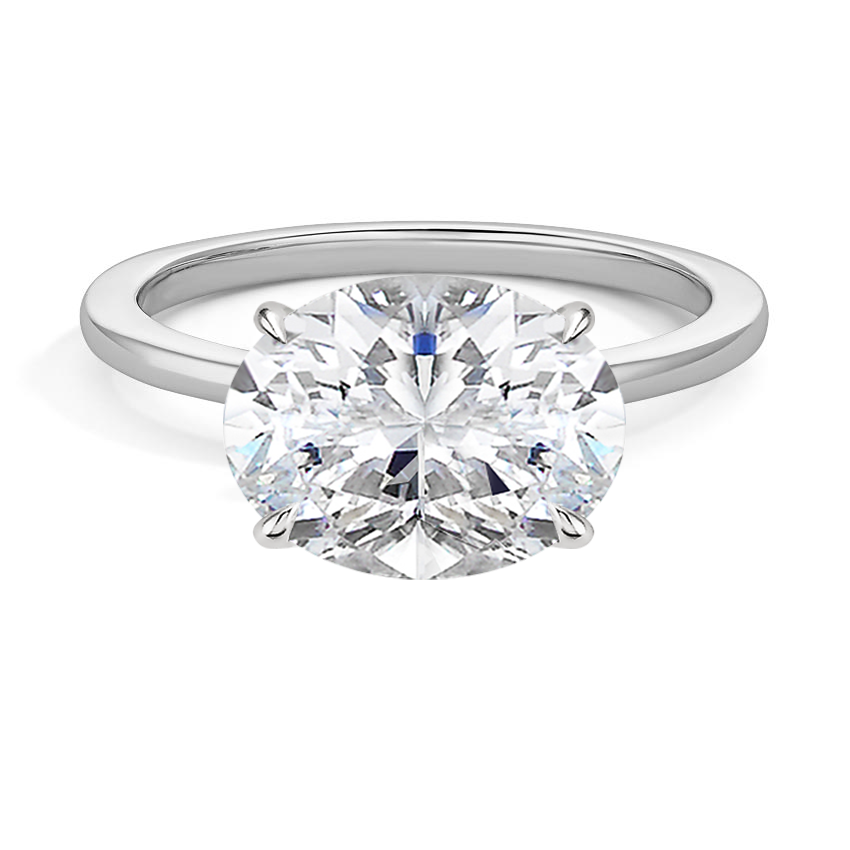 Morgan East-West Solitaire Engagement Ring 18K White Gold OV