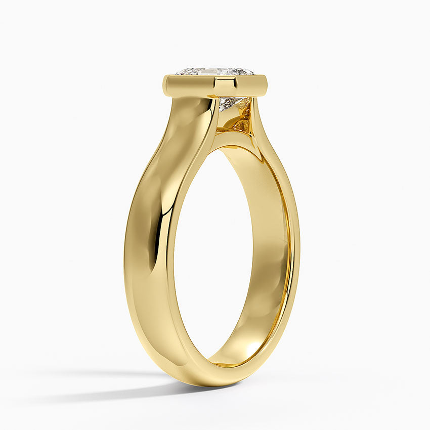 Luna 4mm Bezel Ring Yellow Gold 18k Asscher Engagement Ring