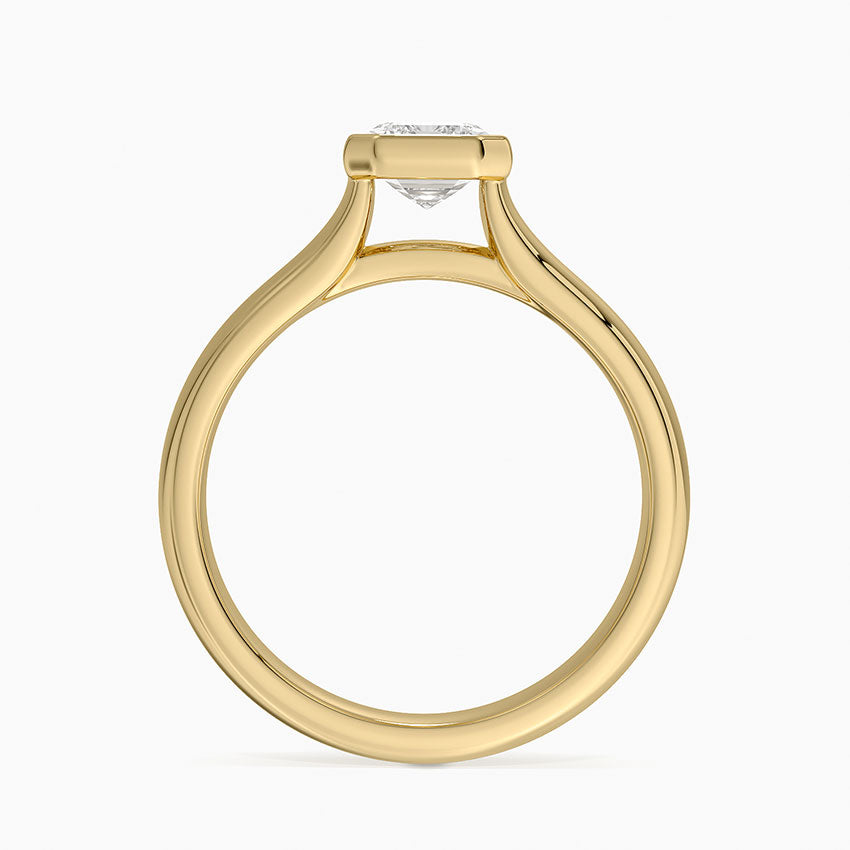 Luna 4mm Bezel Ring Yellow Gold 18k Emerald Engagement Ring