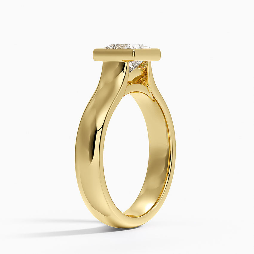 Luna 4mm Bezel Ring Yellow Gold 18k Princess Engagement Ring