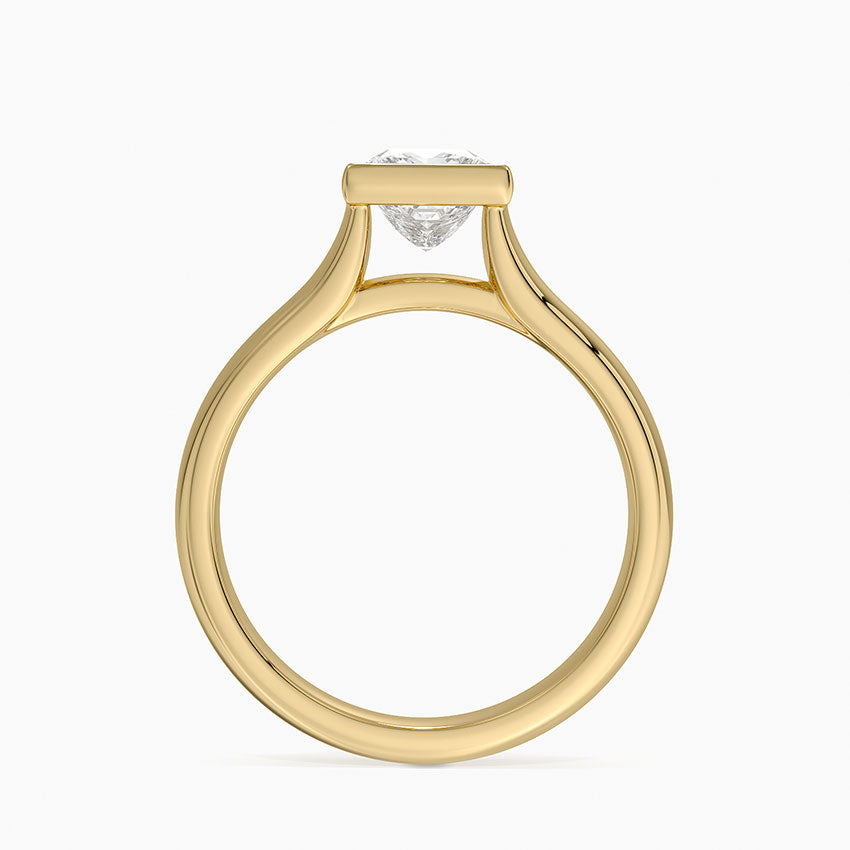 Luna 4mm Bezel Ring Yellow Gold 18k Princess Engagement Ring