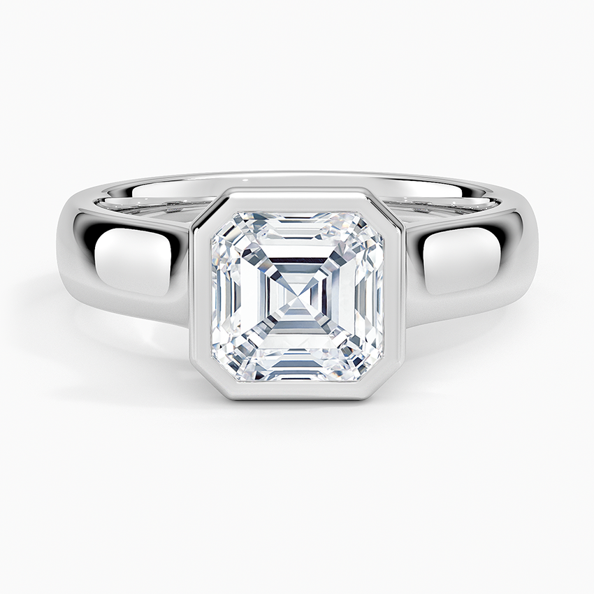 Luna 4mm Bezel Ring Platinum Asscher Engagement Ring