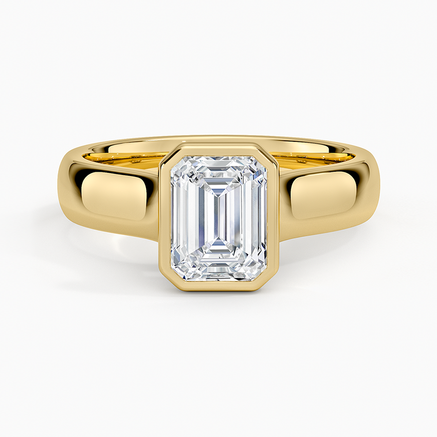 Petite Luna 1.5mm Bezel Ring Yellow Gold 18k Emerald Engagement Ring