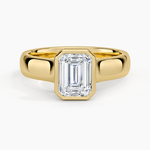 Petite Luna 1.5mm Bezel Ring Yellow Gold 18k Emerald Engagement Ring