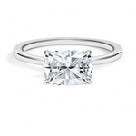 East-West Solitaire Engagement Ring 18K White Gold CU
