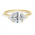 East-West Solitaire Engagement Ring 18K Yellow Gold MQ